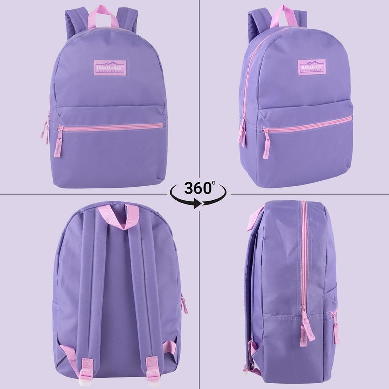 Trailmaker Classic 17 inch Backpacks with Adjustable Padded Straps | School Backpacks for Girls, Boys (Purple) - Image 5